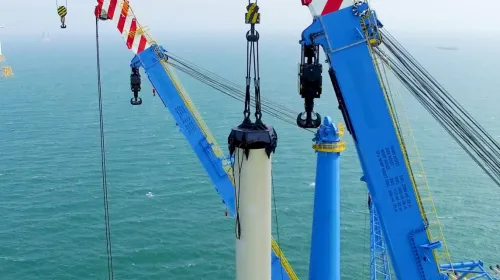 Construction de la ferme éolienne offshore de Changle à Fujian